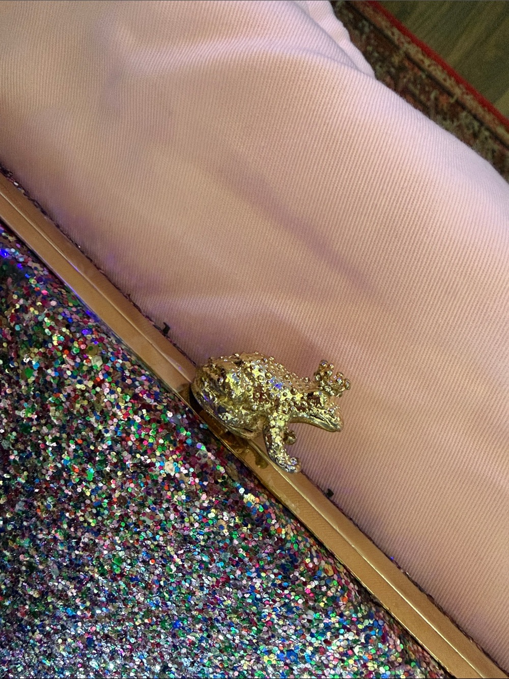 I Kissed A Frog Kate Spade Glitter and Gold Clutch - Picture 5 of 7
